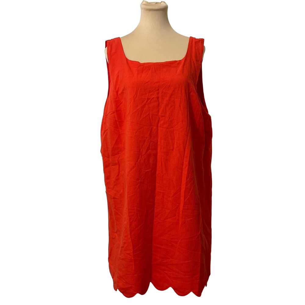 Kate Spade New York Orange Square Neck Scalloped Hem Sleeveless Dress XL
